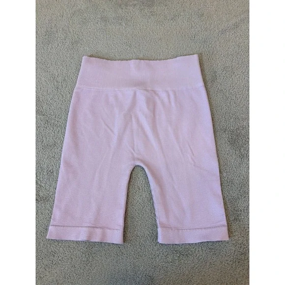 Current San Francisco Lilac Purple Ribbed Biker‎ Shorts High Waist Seamless O/S