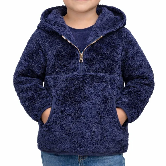 Cat‎ & Jack Navy Sherpa Hoodie Boys Size 3T Half Zip