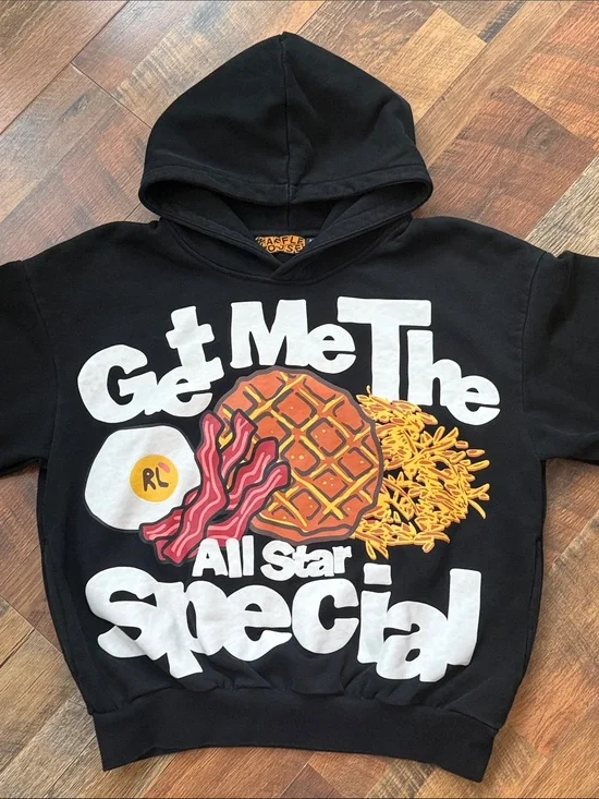 Red Letters x Waffle House All Star Special Hoodie Size M Streetwear Black