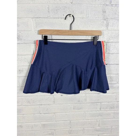 Lucky in Love Tennis Skort Womens M Navy Neon Stripe Ruffle Pickleball Athletic