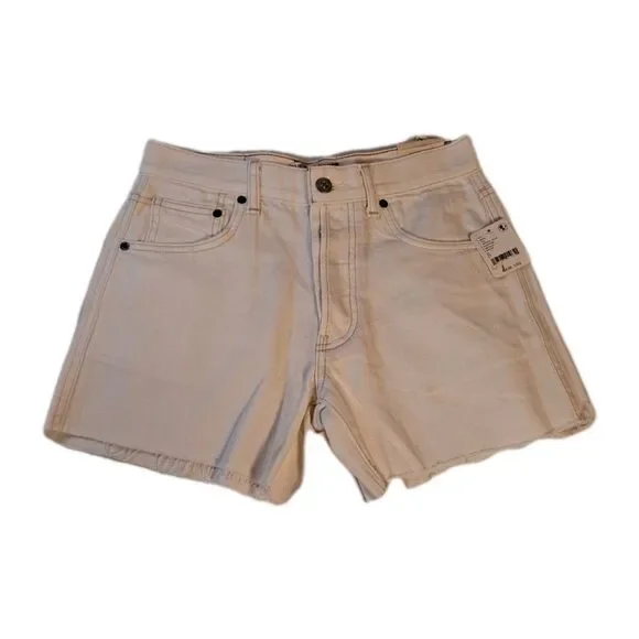 Free People We The Free Women's Ivy Shorts Size 25 Mid Rise Button Fly Raw Hem