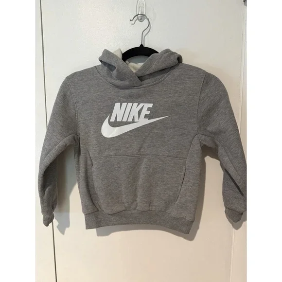 Nike Hoodie Boys Size 6 Gray Soft Cotton Poly‎ Blend Hooded Sweatshirt