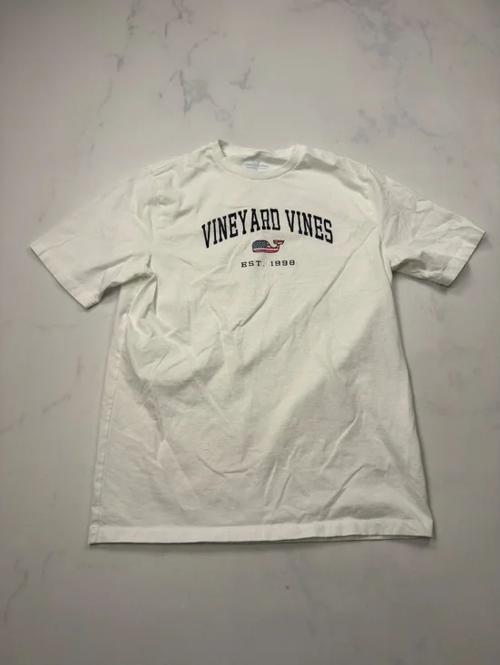 Vineyard Vines T-Shirt White Logo Print - Boys XL