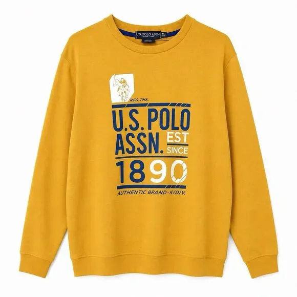 U.S. Polo Assn. Boy’s Long Sleeve Graphic Sweatshirt Yellow Size XXL NWOT