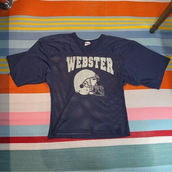 Riddell Webster Navy Blue‎ Vintage Cropped Mesh Football Jersey Men’s L/XL