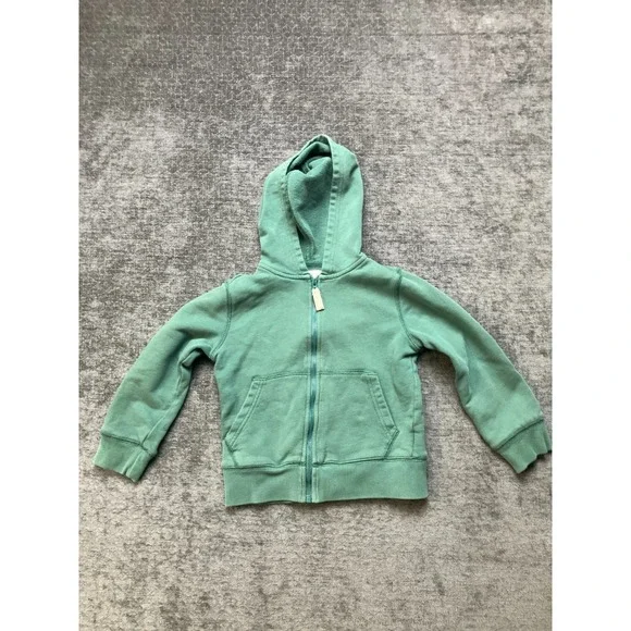 J.CREW Crewcuts French Terry Zip-Up Hoodie Girls XS 4-5 Green Cotton Long Sleeve