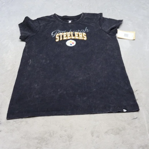 Pittsburgh Steelers Shirt Youth XL 14/16 NFL New Era Black Short Sleeve $34 NEW