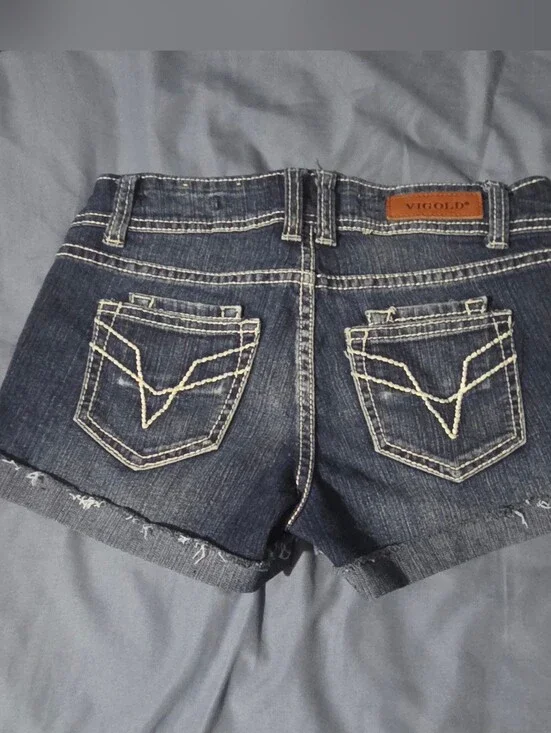 *Vigold Dark Indigo Denim Womens Shorts with Contrast Stitching Size 26