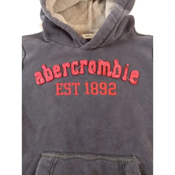 Abercrombie & Fitch‎ Hoodie Black Boys Size Large Muscle Popover Pockets Thermal