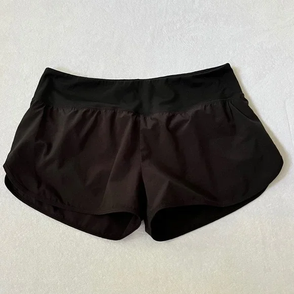 Zyia Active Running Shorts Black Wide Waistband Dolphin Hem XXL