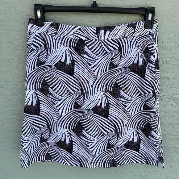 Monterey Club Size M Black & White With Tiny Colorful Polka Dots Golf Skirt