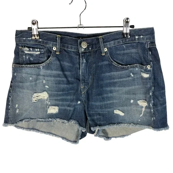 3X1 NYC Dark Blue Distressed Denim‎ Cut Off Shorts 29