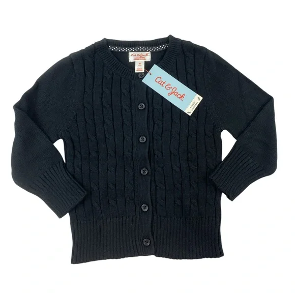 Cat & Jack Girls‎ Classic Cable Knit School Uniform Cardigan Sweater Sz 2T
