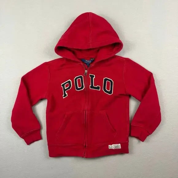 Polo Ralph Lauren Red POLO Hoodie Zip Jacket Size 6