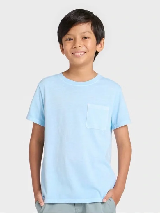 NWT Cat & Jack Light Blue Pocket Tee - Short Sleeve Boys