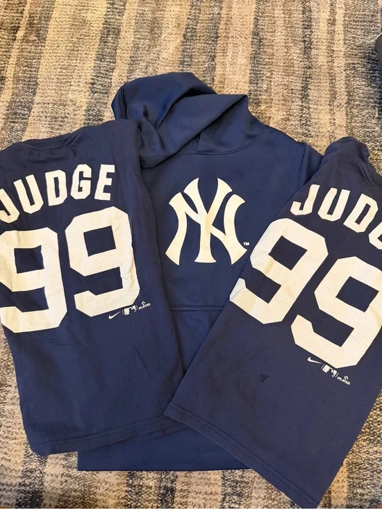 Kids MLB New York Yankees Aaron Judge #99 Hoodie & Short Sleeve Shirt Bundle