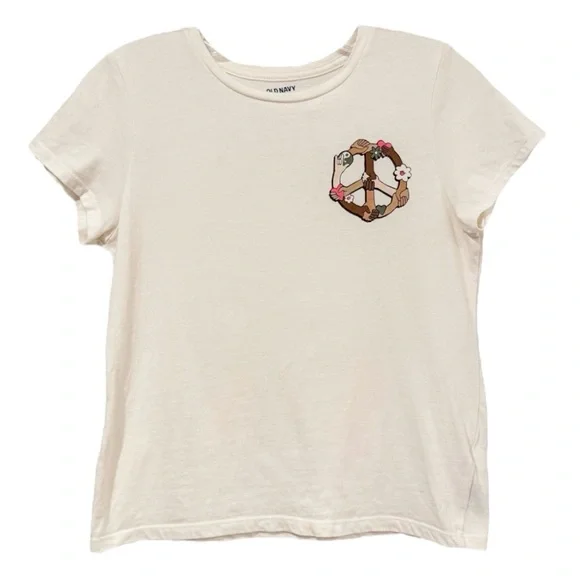 Old Navy World Peace Sign Short Sleeve Cotton T-Shirt