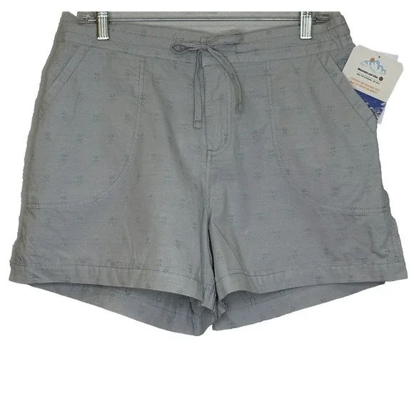 Mountain and Isles Chino Shorts Womens Sz Large Cloudy Grey Drawstring Waist NEW