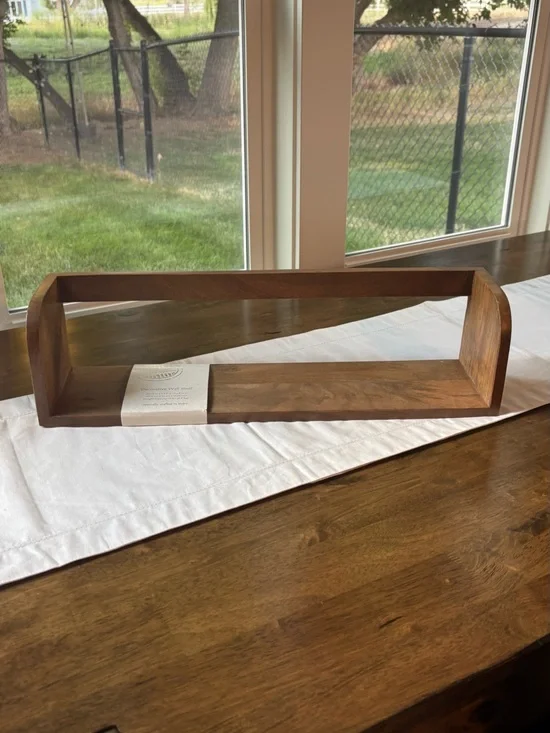 Wooden Wall Display Shelf in Brown - Simple Open Design