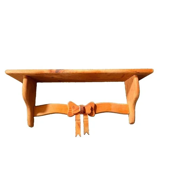 Vintage Cozy Cottage Farmhouse Wood Bow Shelf 24” W X 11” L