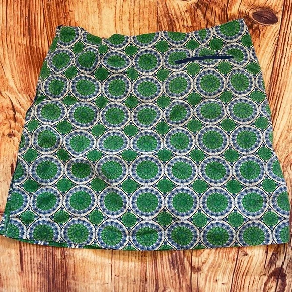 Golftini‎ Green Blue Geometric Medallion Golf Skort Womens Size 10L Zip Side