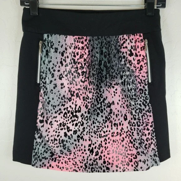 Jamie Sadock Skort Women's Size 2 Crinkle Animal Print‎ Black Pink Golf Skort