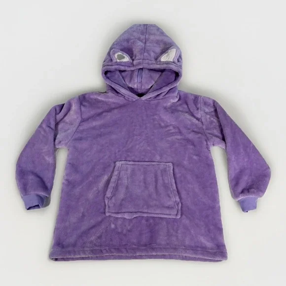 Warm Cozy Cat Wearable Blanket Hoodie Kids OS‎ Purple Plush Zip Transform Pillow