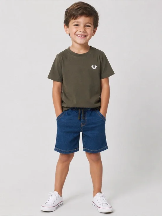 True Religion Boys T-Shirt & Denim Shorts Set Size Small Little Kid NWT