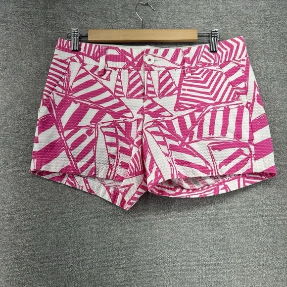 Lilly Pulitzer The Callahan Shorts Women Size 2 Pink Geometric Casual Beach‎