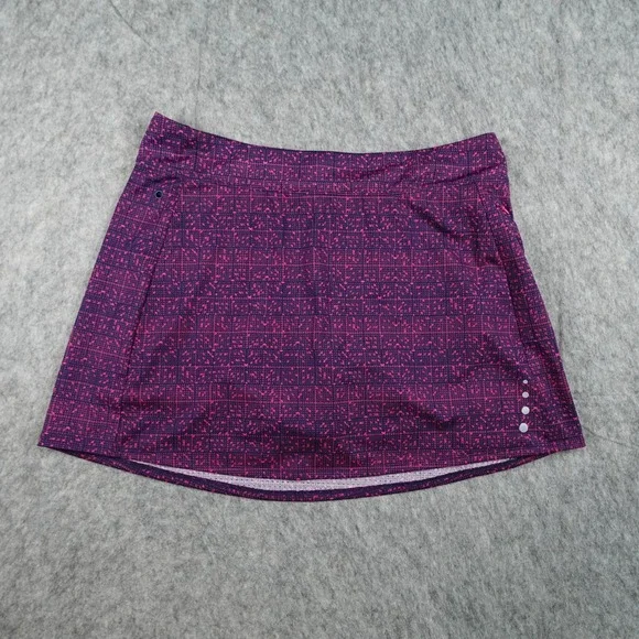 LL Bean Skort Women Medium Purple Geometric UPF 50‎ Performance Golf Tennis