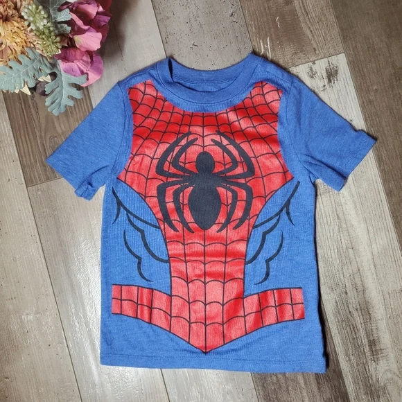 Old Navy Marvel Spider-man Blue and Red Costume T-Shirt Size 5T Toddler Boy NWOT
