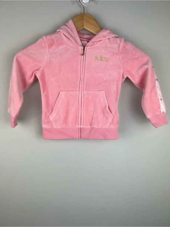 Juicy Couture Pink Velour Zip-Up Hoodie set for Kids