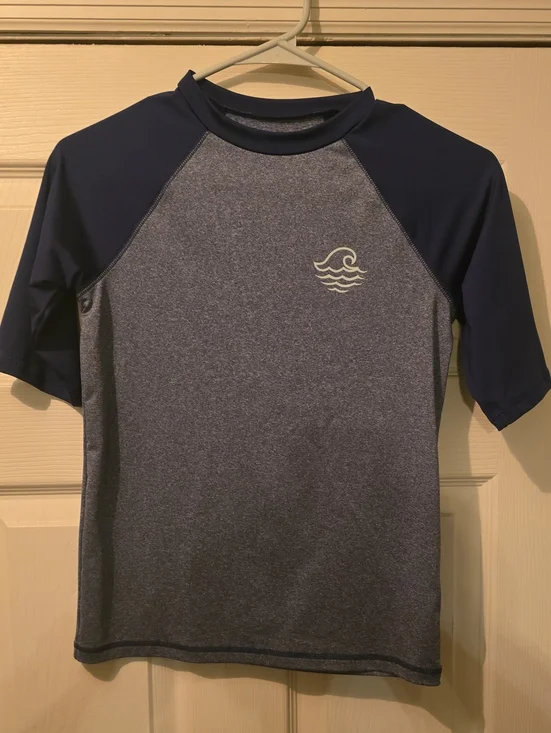 Kids Short-Sleeve Rash Guard Swim Top - Navy Heather