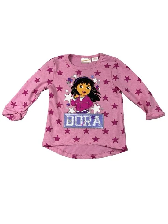 Y2K 2015 Nick JR. Dora the Explorer Long Sleeve Shirt Pink Kids 24M NWT
