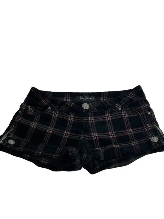 Plaid Corduroy Shorts Studded grunge