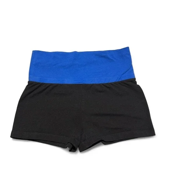 No Boundaries XS 1 Y2K Foldover Waist Shorts Black Blue Low Rise Cotton