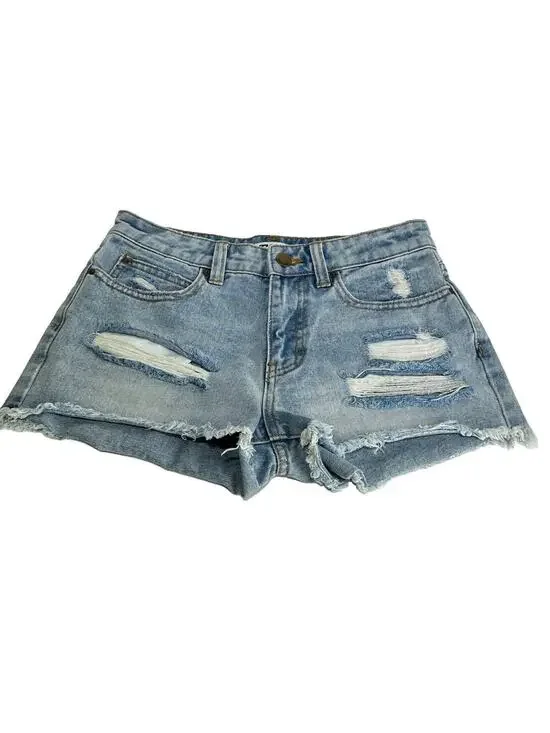 Billabong Distressed Ripped Raw Hem Denim Shorts Size 27 (27” W) 2