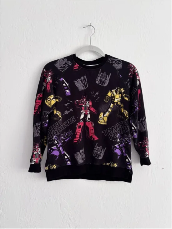 Boys BUMS & ROSES Transformers Sweatshirt Size 12 Black Red Bamboo Cotton
