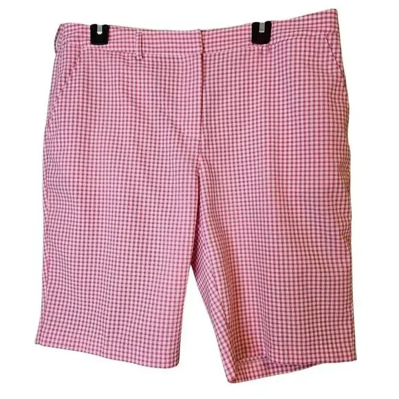 Pink gingham Bermuda shorts. Size 14. #843