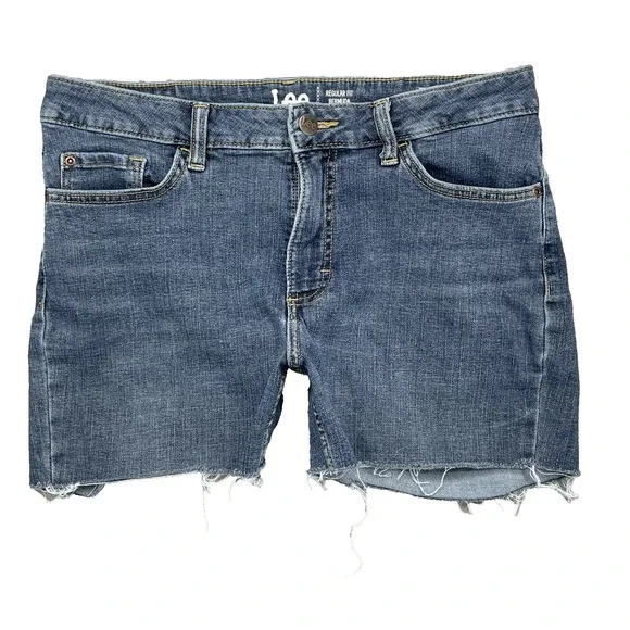 Lee‎ Jean Shorts Women's 31* Raw Hem Cut Off Y2K Rodeo Daisy 90's Preppy Classic