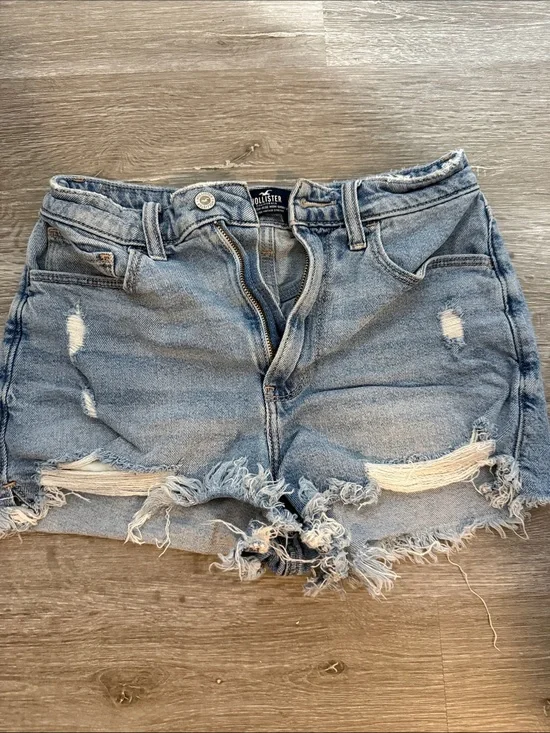 Hollister Light Blue Ripped Denim Cutoff Shorts
