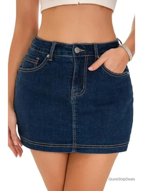 Women's High Waisted Denim Skort Stretchy Y2K Mini Skirt Shorts Style