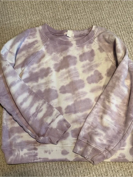 Crewcuts Lilac Tie-Dye Crewneck Sweatshirt - Lavender & White
