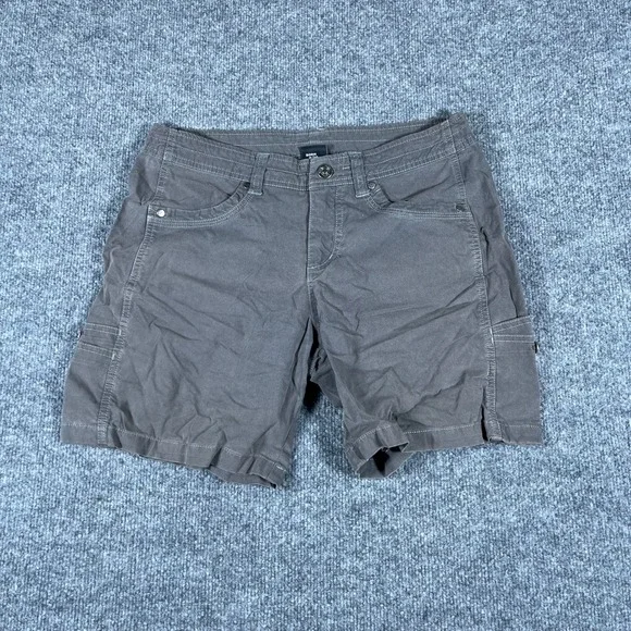 Kuhl Shorts Womens Size 8 Gray Cotton Blend Cargo Hiking Outdoor Utility