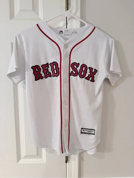Majestic Kids White Red Boston Red Sox Button-Front Jersey