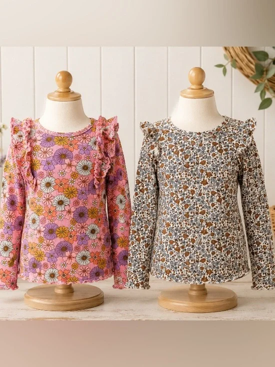 2 Adorable girls long sleeve shirts Sz 5/6