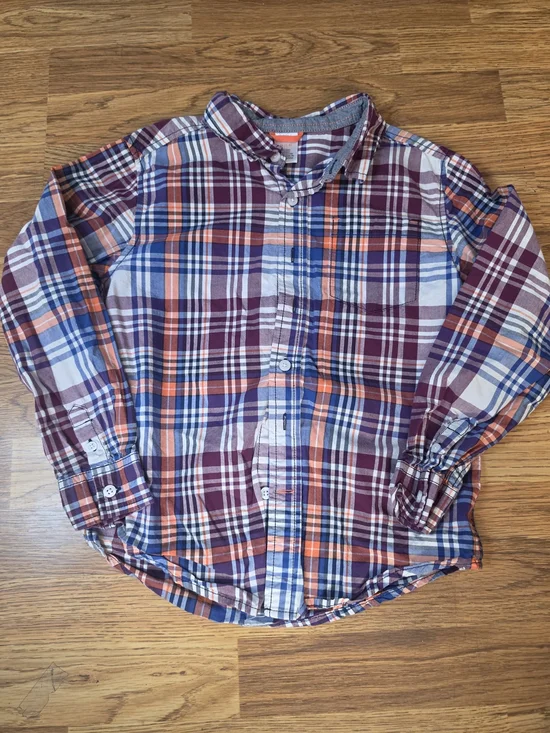 Gymboree Boys Plaid Button-Up Shirt - Maroon, Blue, Orange, White