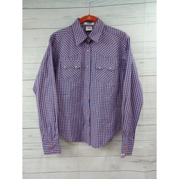 Cruel Girl Western Girl Shirt Long Sleeve Sz S Pearl Snaps Plaid Purple NWT