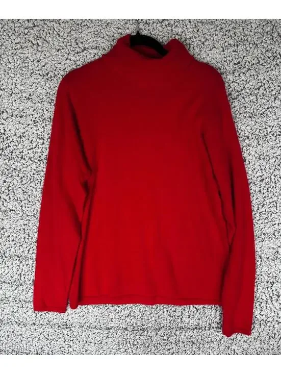 Precious Fiber 100% Cashmere Turtleneck Sweater Red Women’s Large