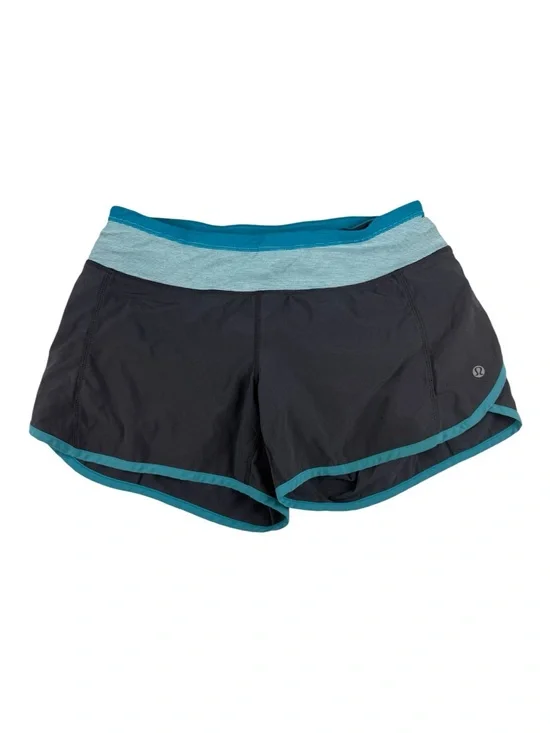 🌟 Lululemon Run: Speed Short - Like New - Coal Surge Wee Stripe Surge - Size 6 🩵